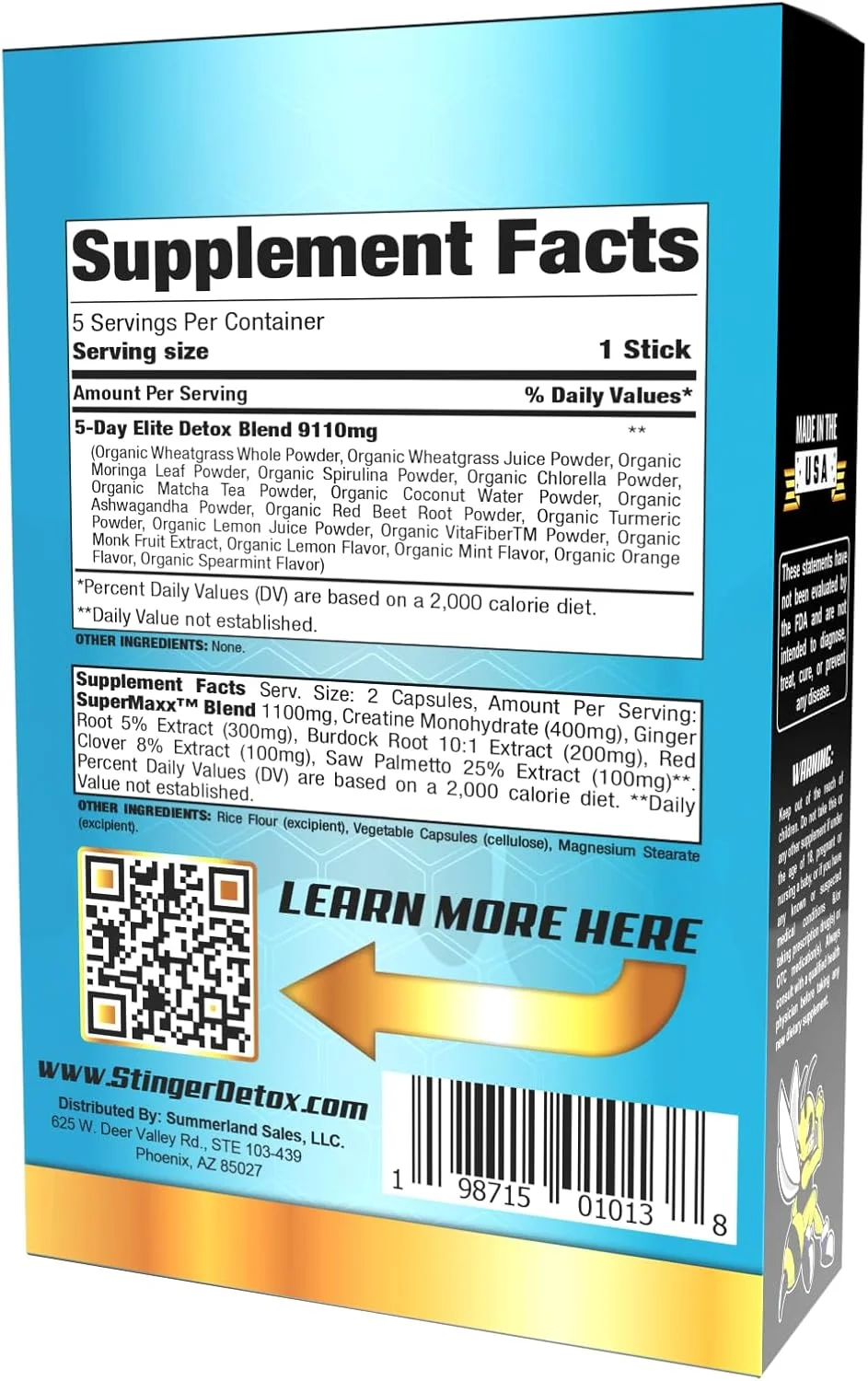 پاک کننده قوی سموم بدن استینگر دتاکس 5 روزه الیت | 5 بسته چوبی | حاوی بیش از 15 سبزیجات ارگانیک و مواد گیاهی | کاملا طبیعی، بدون GMO و ایمن برای گیاهخواران