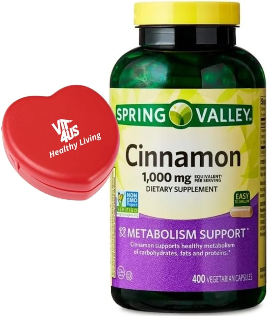 مکمل غذایی دارچین اسپرینگ ولی، 1000 میلی گرم، 400 عدد + جعبه قرص ViT4.