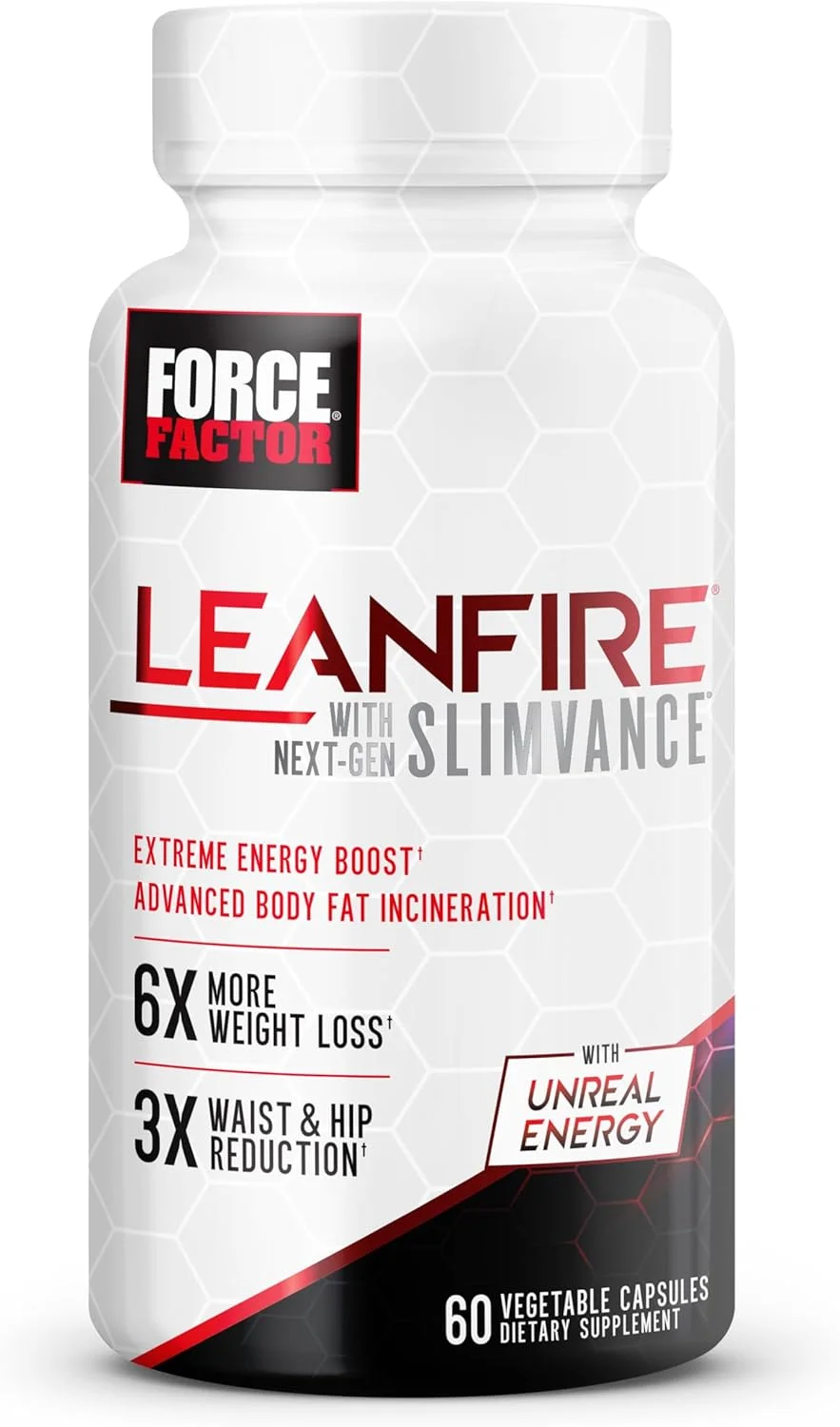 FORCE FACTOR LeanFire با SLIMVANCE نسل بعدی، چربی سوز ترموژنیک پیشرفته برای کاهش وزن با ویتامین های B و Capsimax برای افزایش متابولیسم، افزایش انرژی و بهبود تمرکز، 60 کپسول