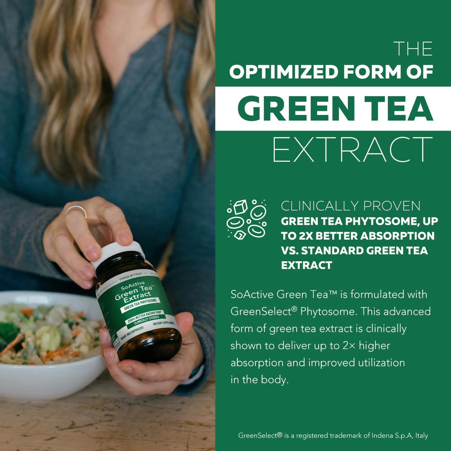 عصاره چای سبز SoActive Green Tea™ - فیتوزوم چای سبز با مطالعه بالینی - جذب و فراهمی زیستی تا 200٪ بهتر - دوز معتبر بالینی - پشتیبانی از متابولیسم و مدیریت وزن - 60 کپسول