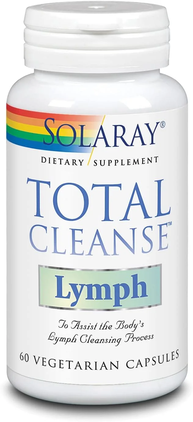 SOLARAY Total Cleanse Lymph - کمپلکس گیاهی سلامتی - ریشه زنجبیل، اکیناسه، یربا ماته، ریشه باباآدم، شبدر قرمز، گوتو کولا و مکمل شاه بلوط، 60 کپسول گیاهی، 30 سروینگ