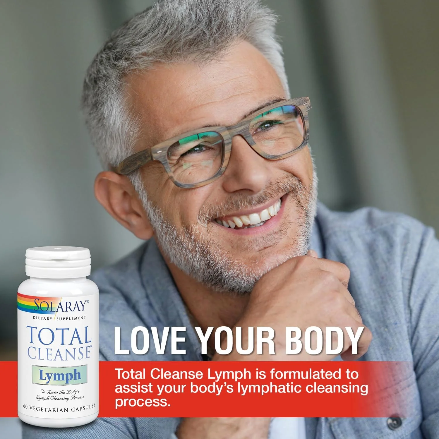 SOLARAY Total Cleanse Lymph - کمپلکس گیاهی سلامتی - ریشه زنجبیل، اکیناسه، یربا ماته، ریشه باباآدم، شبدر قرمز، گوتو کولا و مکمل شاه بلوط، 60 کپسول گیاهی، 30 سروینگ