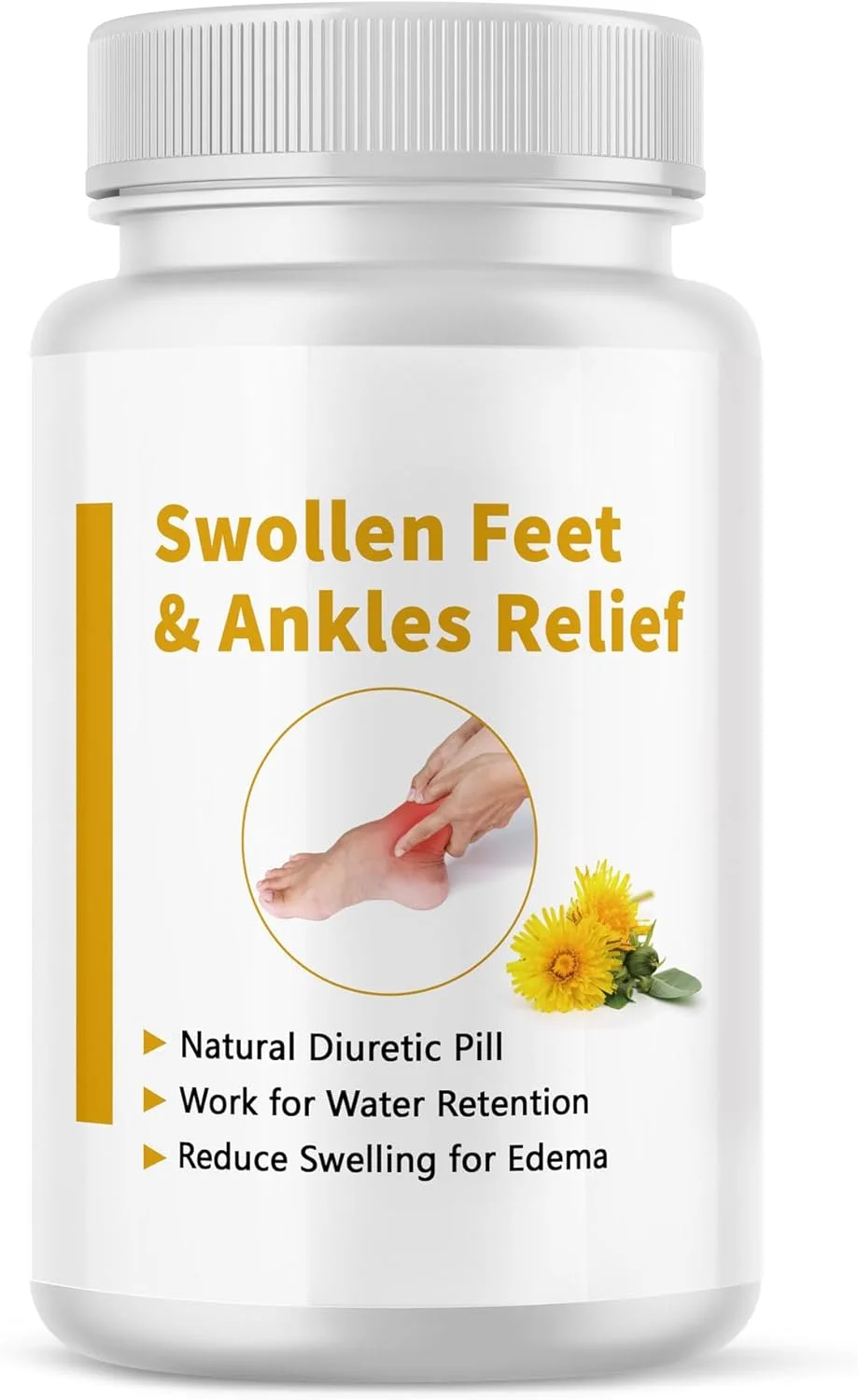 تسکین پاها و مچ پاهای متورم ناشی از ادم، احتباس آب، کاهش تورم پاها، قرص ادرارآور طبیعی برای راحتی پا و مچ پا، 60 کپسول