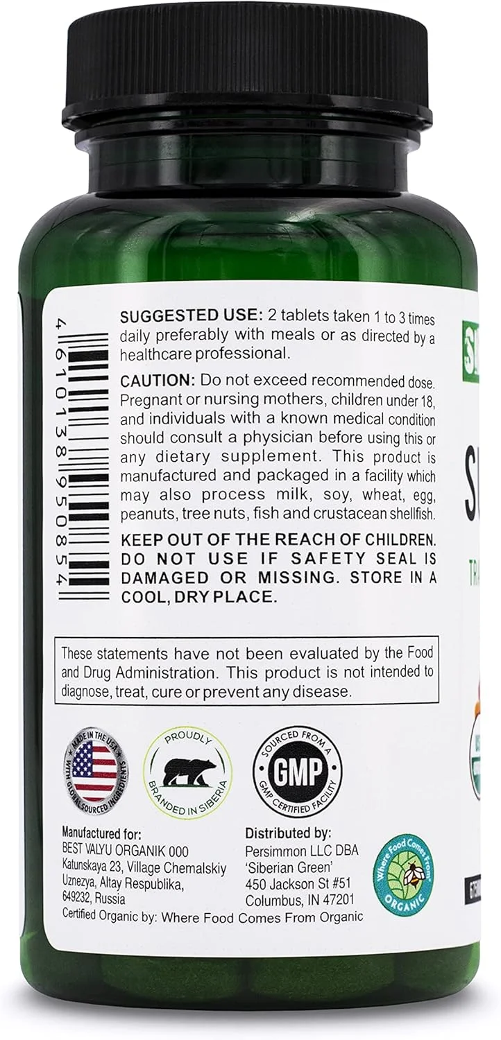 مکمل سوپرفود ارگانیک سیبرین گرین 28 - 60 قرص - 14 سبزیجات ضروری، 14 میوه و سبزی مغذی از فرمول سنتی برای انرژی، سلامتی و تندرستی