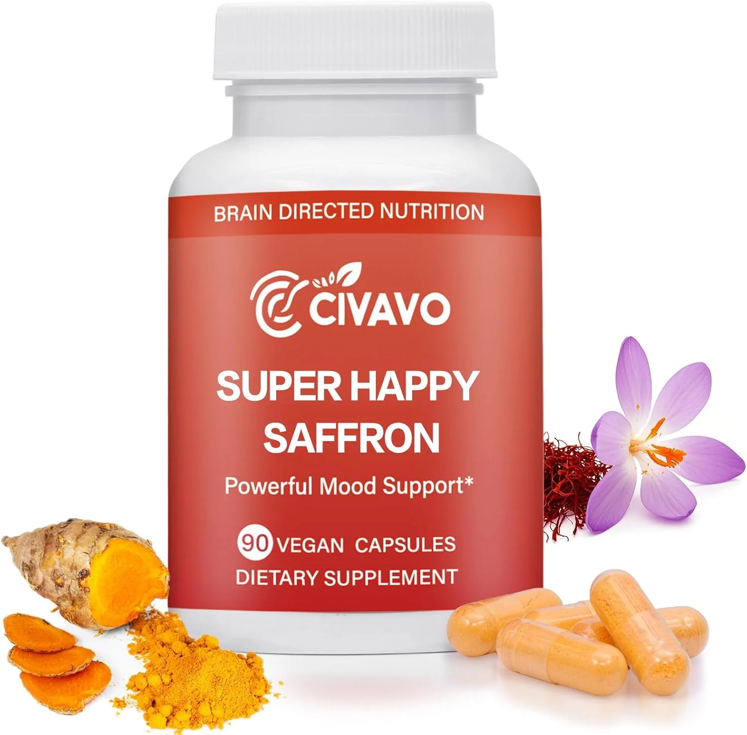 مکمل زعفران شادابی فوق العاده، 90 کپسول، عصاره ارگانیک بهینه شده زعفران، کورکومین و زینک، قرص های وگان بدون گلوتن و غیر تراریخته، ممکن است از تمرکز، خلق و خو، بینایی و سلامت چشم برای زنان و مردان حمایت کند (30 سروینگ)