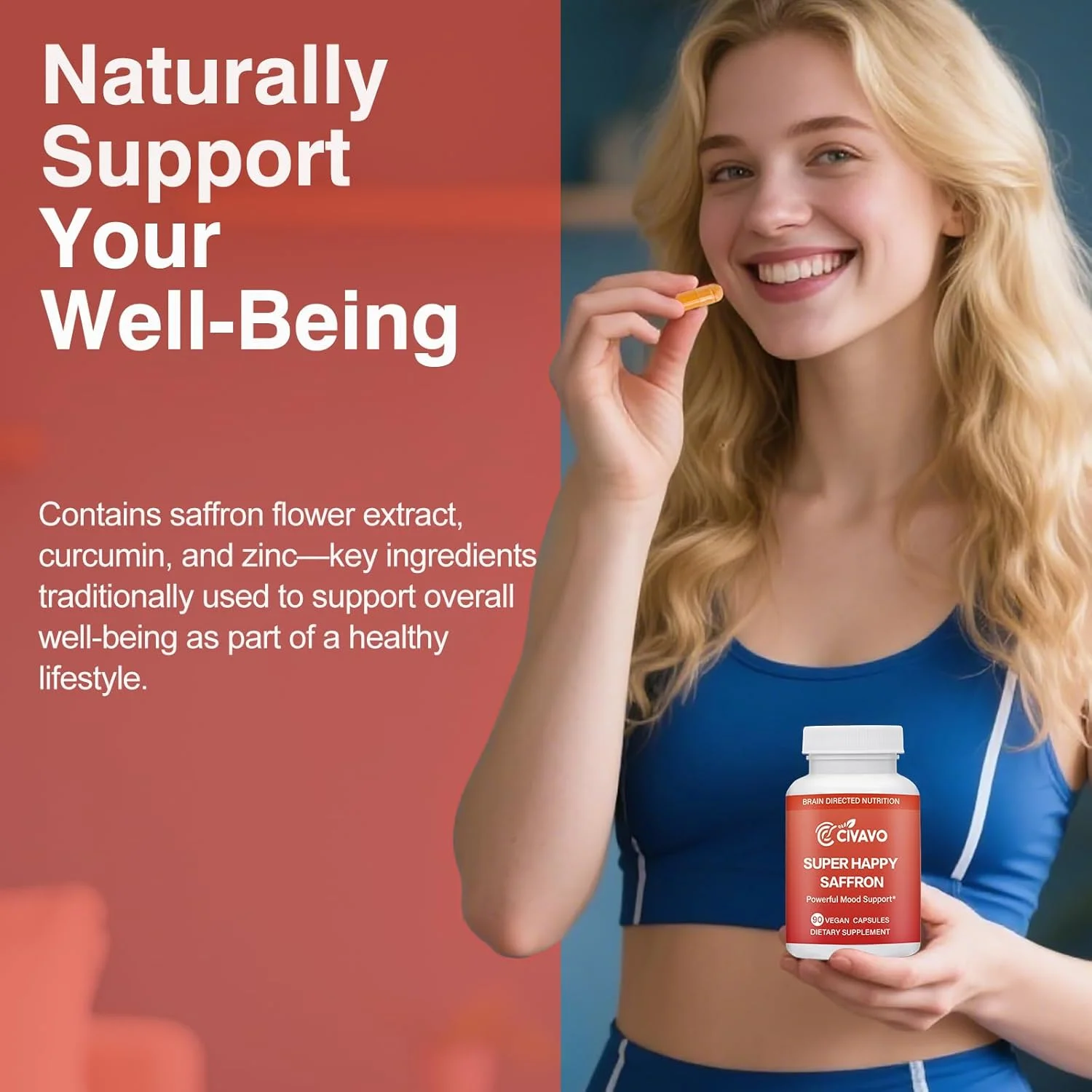مکمل زعفران شادابی فوق العاده، 90 کپسول، عصاره ارگانیک بهینه شده زعفران، کورکومین و زینک، قرص های وگان بدون گلوتن و غیر تراریخته، ممکن است از تمرکز، خلق و خو، بینایی و سلامت چشم برای زنان و مردان حمایت کند (30 سروینگ)
