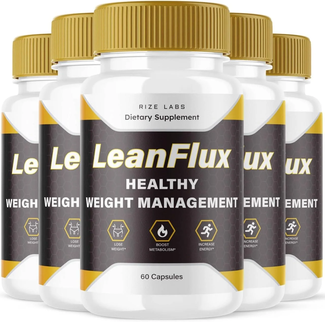 ریز لبز (بسته 5 عددی) لین‌فلاکس - کاهش وزن لین‌فلاکس برای افزایش سطح BAT، قرص‌های مکمل غیر GMO با بلع آسان، افزایش بافت چربی قهوه‌ای و سوزاندن چربی (300 کپسول)