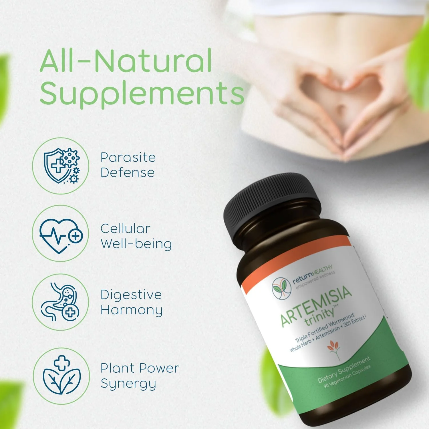 آرتمیزیا ترینیتی | پاکسازی برای بزرگسالان با گیاه درمنه و عصاره آرتمیزینین 30:1 | پشتیبانی از مقاومت و هضم | مکمل های گیاهی | خالص، گیاهی، 90 کپسول