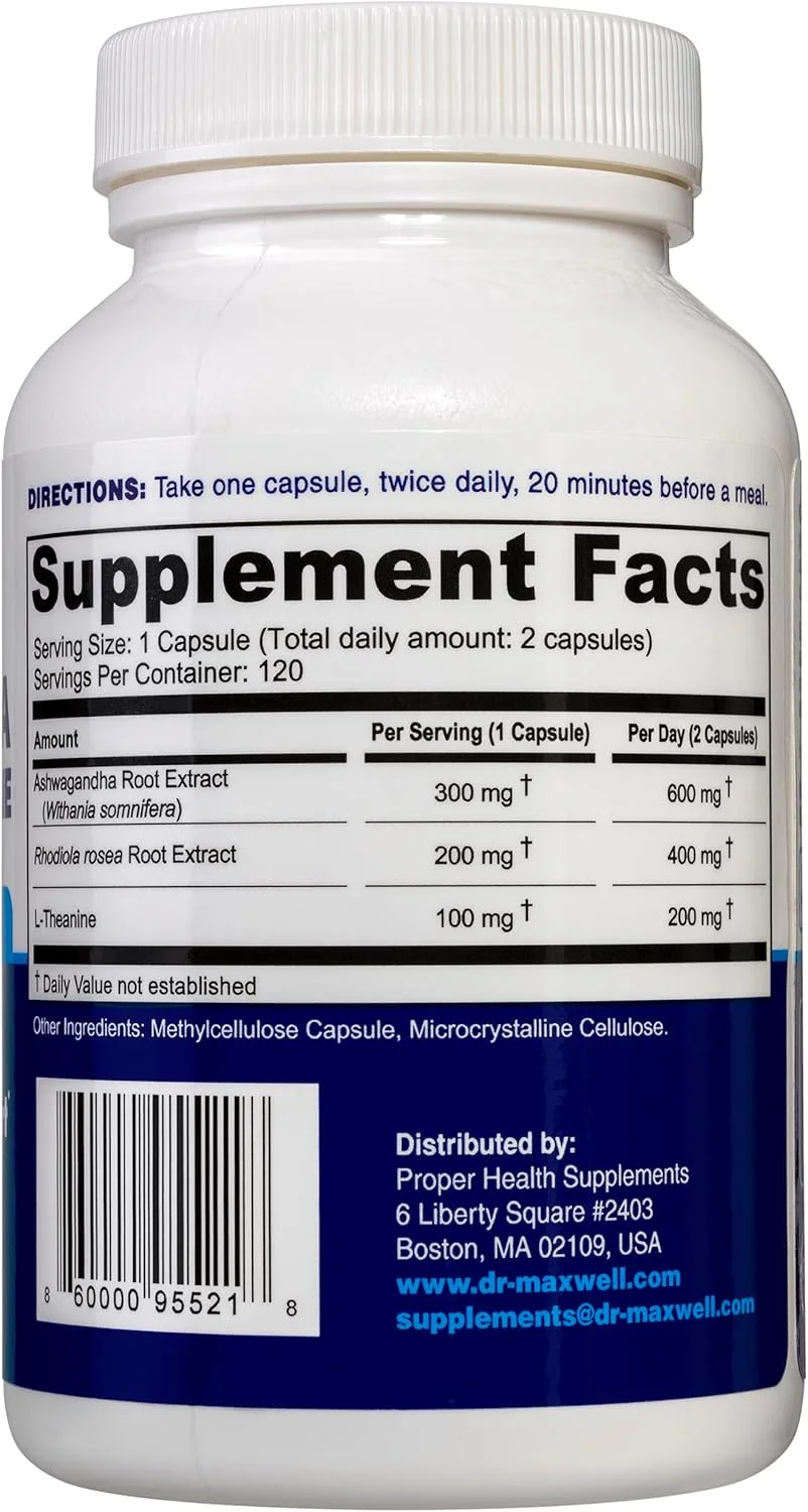 مکمل مدیریت کورتیزول، پشتیبانی از آرامش، خلق و خو و خواب در زمان استرس گهگاهی، آداپتوژن های آشواگاندا رودیولا، کمک به حفظ سطح طبیعی کورتیزول، 120 کپسول