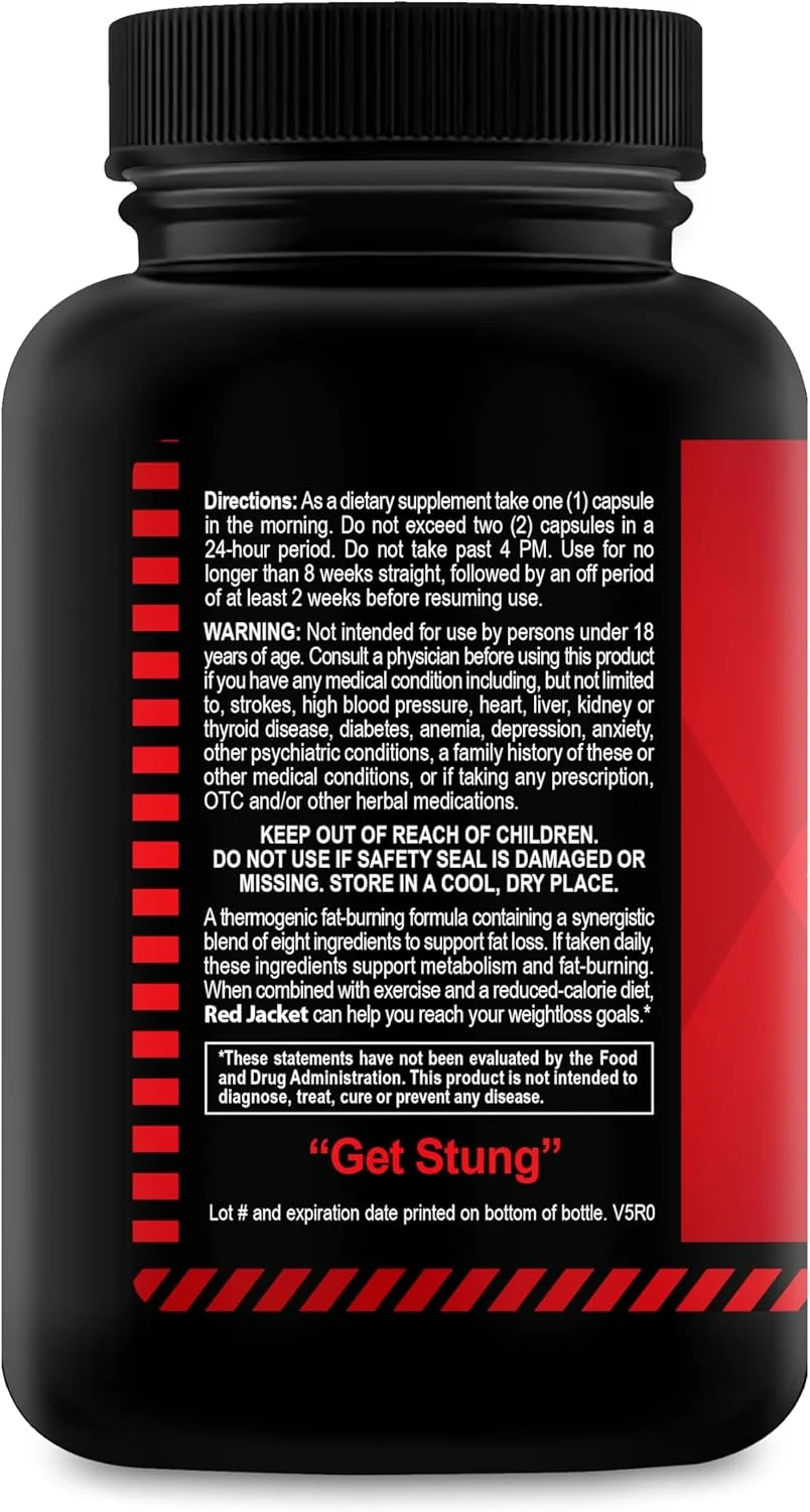 کپسول چربی سوز ترموژنیک Red Jacket – قرص های پیشرفته کاهش وزن برای افزایش انرژی، سوخت و ساز، خرد کردن شدید و تمرکز – مکمل غذایی فوق العاده قوی برای بدن لاغر و قدرت عملکرد