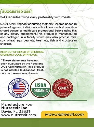 فرمول سوپرفود ارگانیک و قدرتمند NutreeVit - قرص های انرژی تقویت کننده سیستم ایمنی با مورینگا، اسپیرولینا، علف گندم و کلپ - بطری 240 عددی