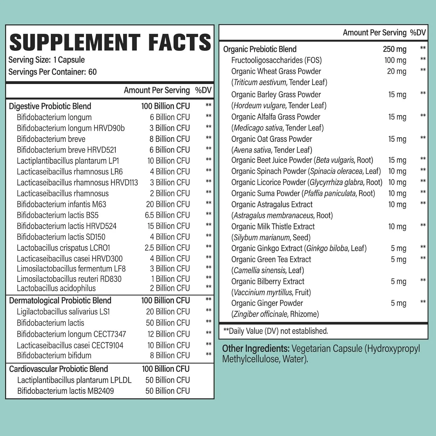 پروبیوتیک برای زنان و مردان، 300 میلیارد CFU، 24 سویه پروبیوتیک + 15 ترکیب گیاهی ارگانیک پری‌بیوتیک، مکمل سلامت روده پایدار برای سلامت دستگاه گوارش، سیستم ایمنی و کل بدن، تامین 6 ماهه