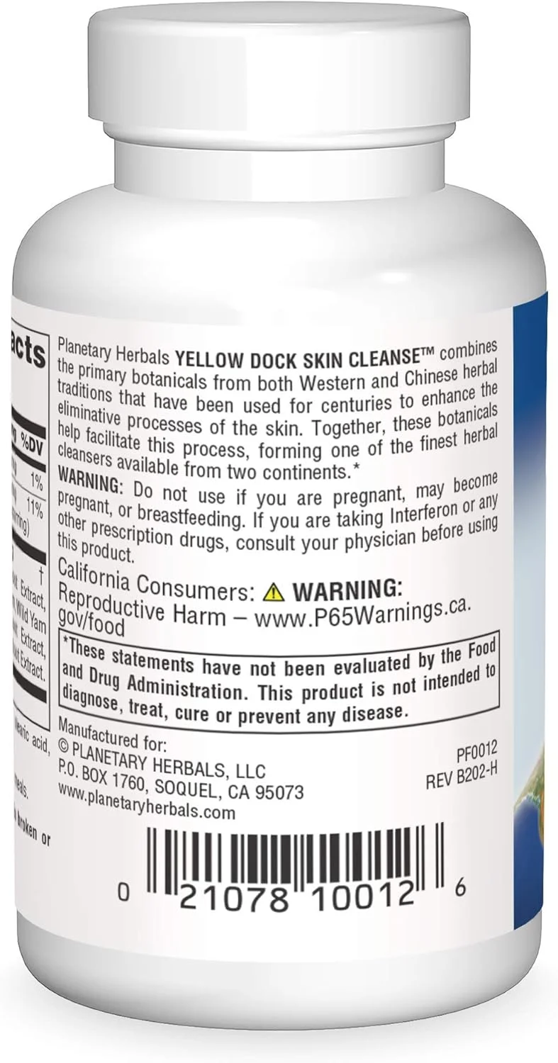 قرص پوست گیاهی Planetary Herbals Yellow Dock، 60 عدد