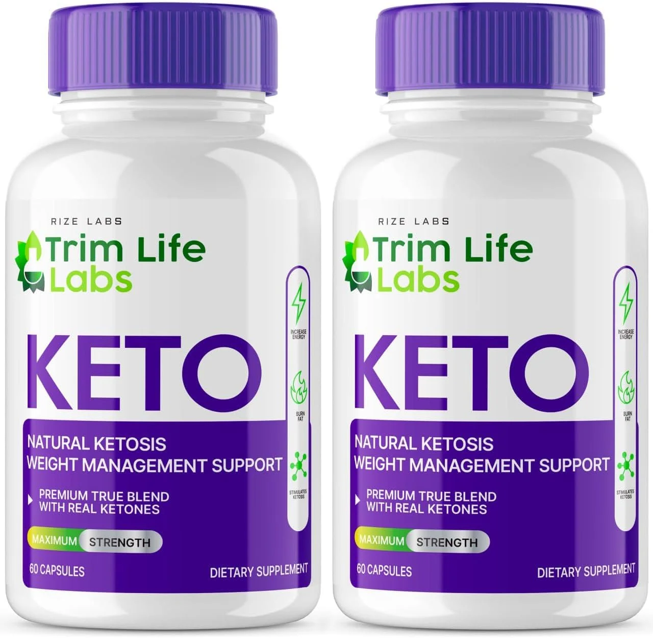کپسول های Trim Life Labs Keto - قرص های کاهش وزن - فرمول پشتیبانی حداکثر قدرت، مکمل Keto+ACV (120 کپسول)