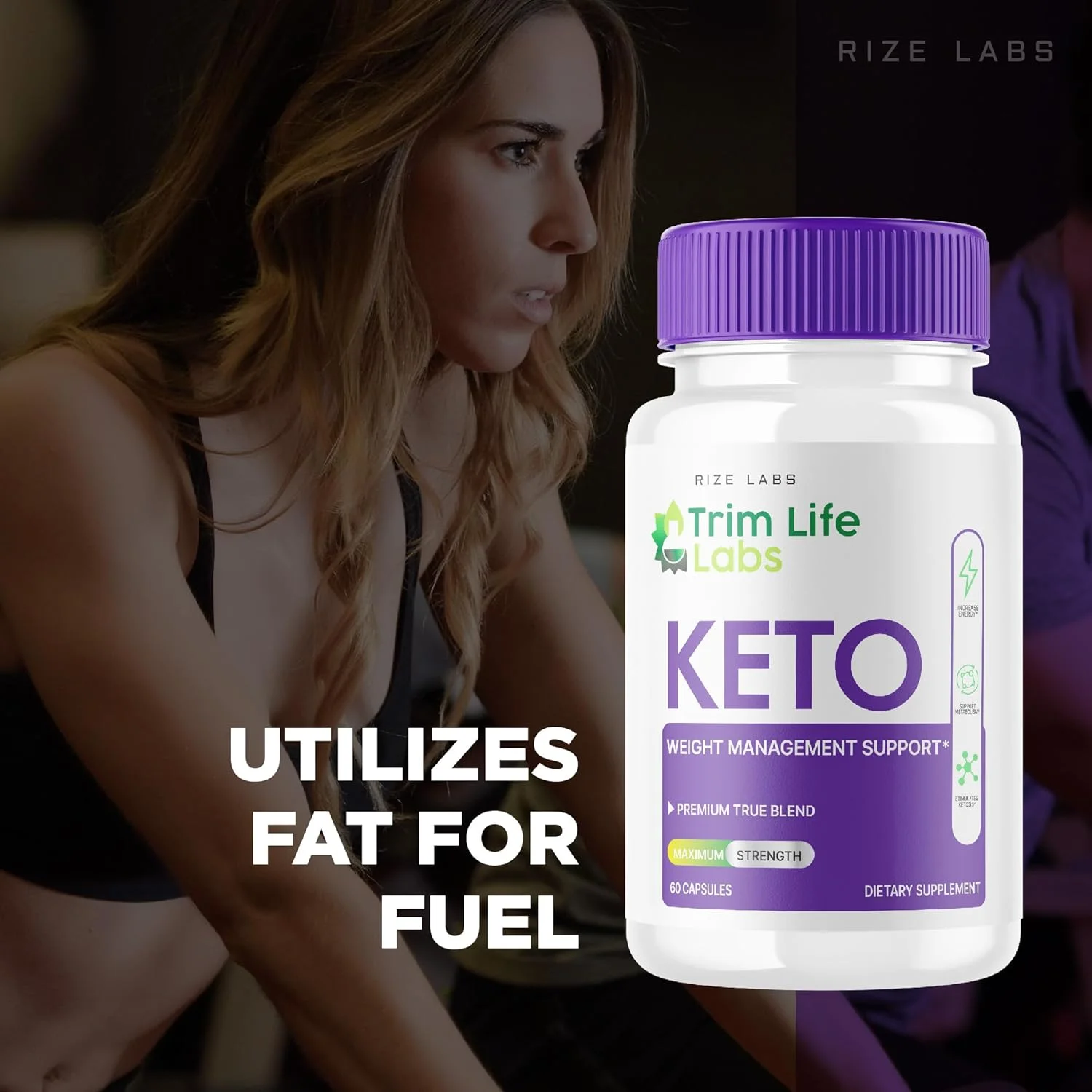 کپسول های Trim Life Labs Keto - قرص های کاهش وزن - فرمول پشتیبانی حداکثر قدرت، مکمل Keto+ACV (120 کپسول)