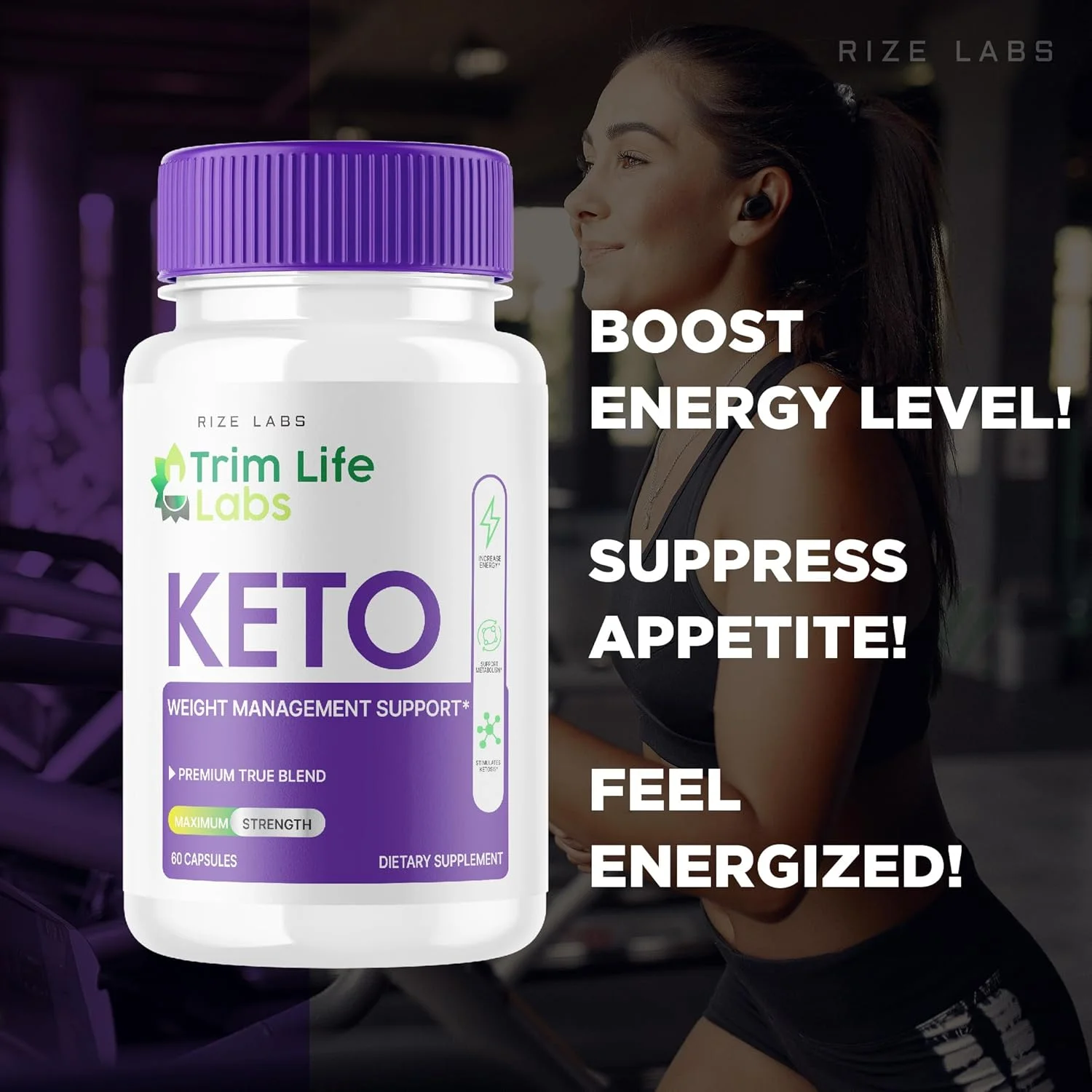 کپسول های Trim Life Labs Keto - قرص های کاهش وزن - فرمول پشتیبانی حداکثر قدرت، مکمل Keto+ACV (120 کپسول)
