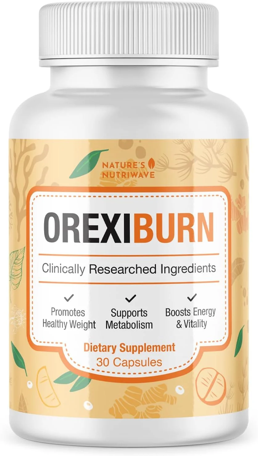 مکمل ۱۰۰٪ طبیعی OrexiBurn با ۸ ماده گیاهی | غیر تراریخته، بدون محرک، ساخت ایالات متحده آمریکا، دارای گواهی GMP | ۳۰ کپسول با بلع آسان، تامین یک ماه