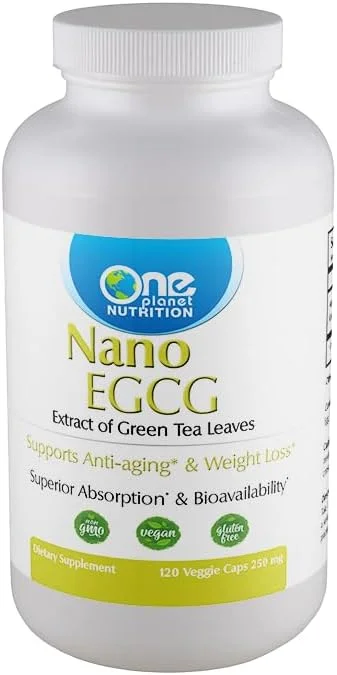 کپسول های نانو EGCG وان پلنت نوتریشن 250 میلی گرم (120 عدد) - عصاره چای سبز با اندازه نانو ذرات - پشتیبانی از ترموژنز و سلامت سیستم ایمنی - غیر GMO، وگان، بدون گلوتن