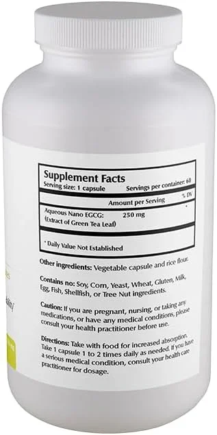 کپسول های نانو EGCG وان پلنت نوتریشن 250 میلی گرم (120 عدد) - عصاره چای سبز با اندازه نانو ذرات - پشتیبانی از ترموژنز و سلامت سیستم ایمنی - غیر GMO، وگان، بدون گلوتن
