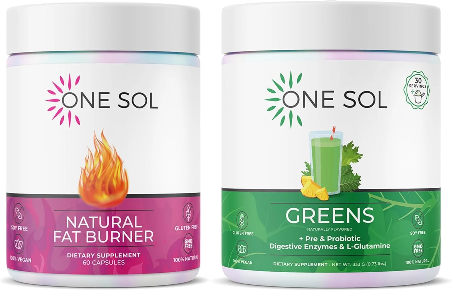 بسته چربی سوز و سبزیجات وان سول: متابولیسم طبیعی، انرژی و پشتیبانی از سلامت روده با سوپرفودها، پروبیوتیک ها و مواد کاملا طبیعی (چربی سوز + سبزیجات)