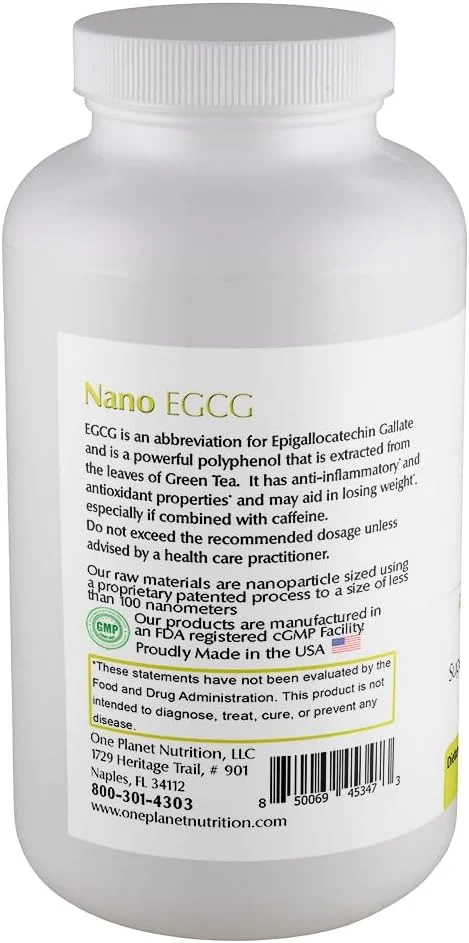 کپسول های نانو EGCG وان پلنت نوتریشن 250 میلی گرم (120 عدد) - عصاره چای سبز با اندازه نانو ذرات - پشتیبانی از ترموژنز و سلامت سیستم ایمنی - غیر GMO، وگان، بدون گلوتن