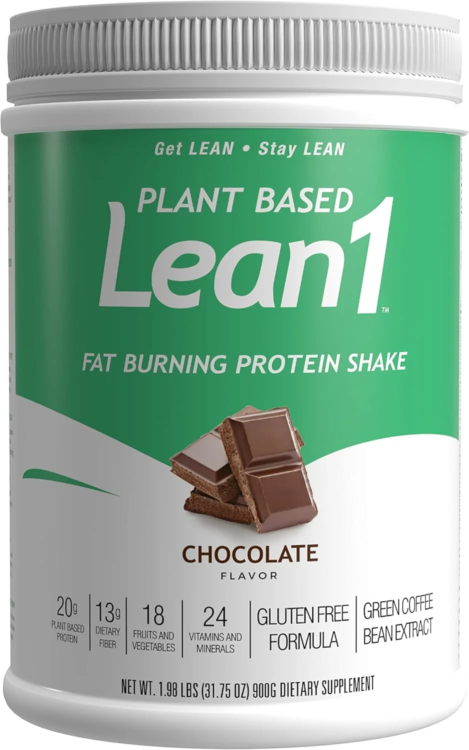 پودر پروتئین جایگزین وعده غذایی گیاهی Lean1، طعم شکلاتی، ظرف 15 سروینگ