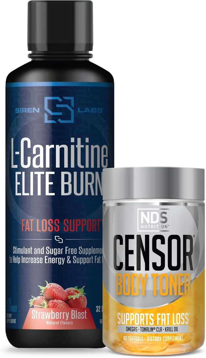 NDS Nutrition فرمول کاهش چربی و تناسب اندام Censor با CLA (90 سافت ژل) و Siren Labs ال-کارنیتین Elite Burn با طعم توت فرنگی 3000 میلی گرم (32 سروینگ) NDS Nutrition فرمول کاهش چربی و تناسب اندام Censor با CLA (90 سافت ژل) و Siren Labs ال-کارنیتین Elite Burn با طعم توت فرنگی 3000 میلی گرم (32 سروینگ)