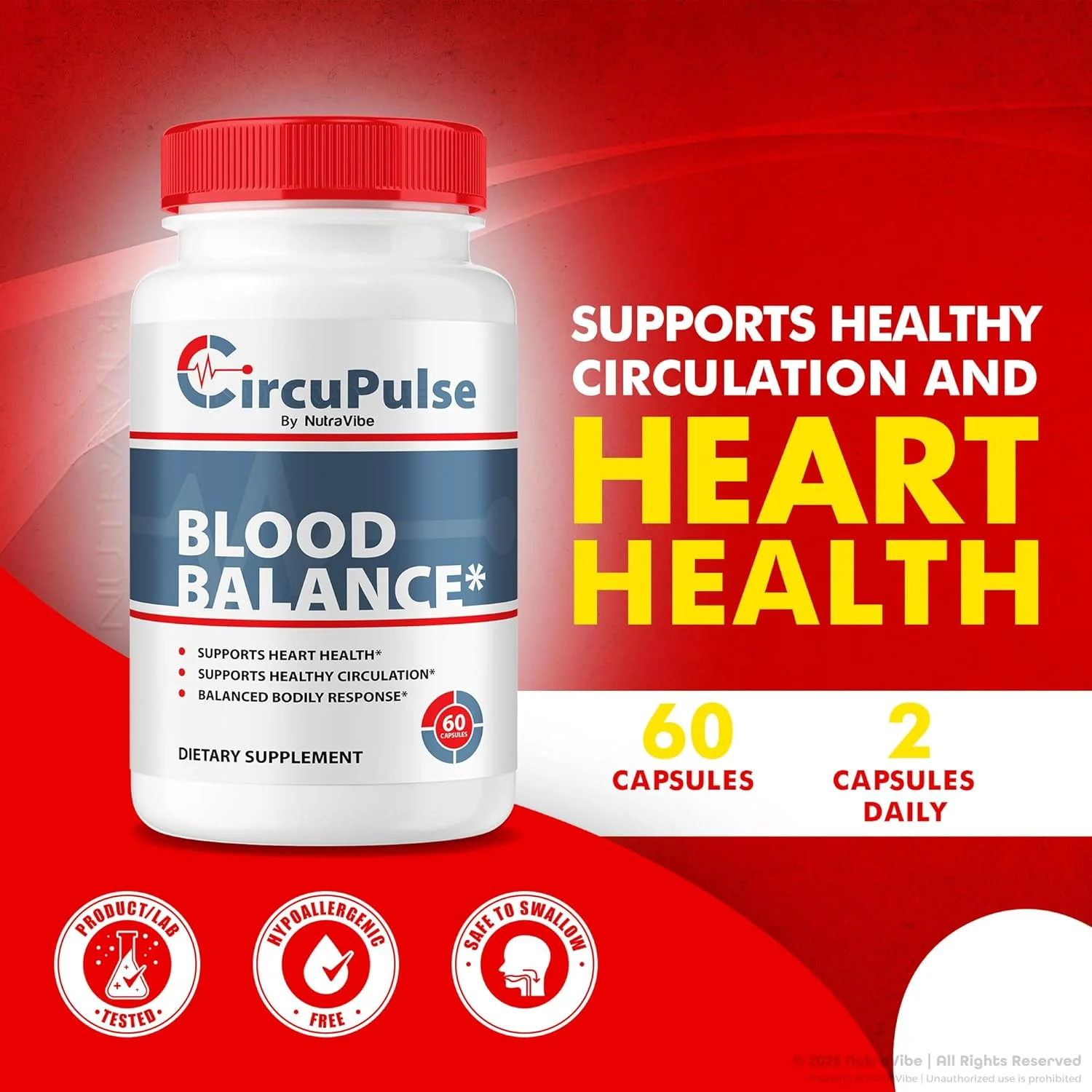 (بسته 2 عددی) فرمول پشتیبانی از گردش خون و انرژی CircuPulse برای تعادل و سطوح پایدار | قرص های آسان مصرف، ملایم و گیاهی، نظرات رسمی (120 کپسول)