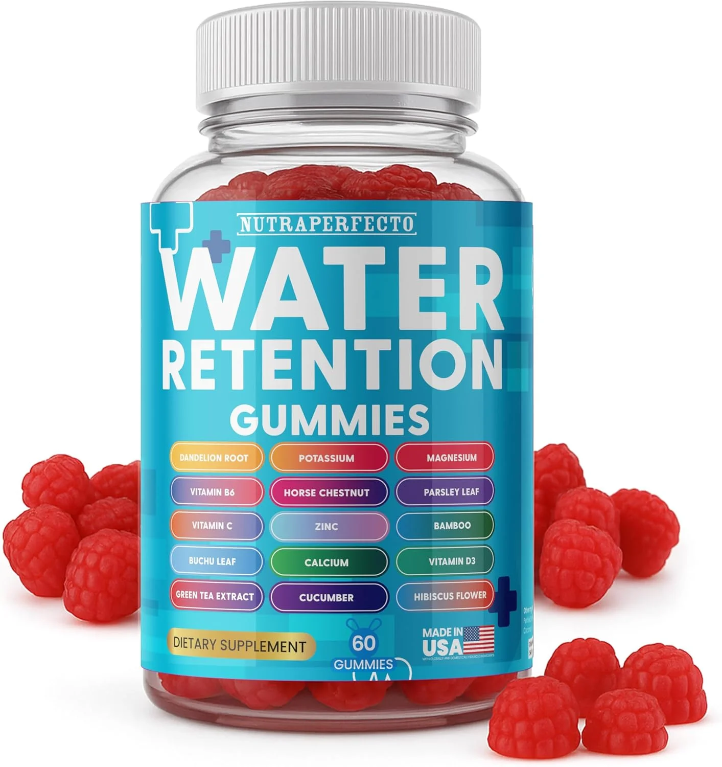 پاستیل های ادرارآور برای احتباس آب و رفع نفخ و تورم - سم زدایی و پشتیبانی از هضم با ریشه قاصدک، پتاسیم، منیزیم، ویتامین B6، شاه بلوط اسبی، برگ جعفری و موارد دیگر