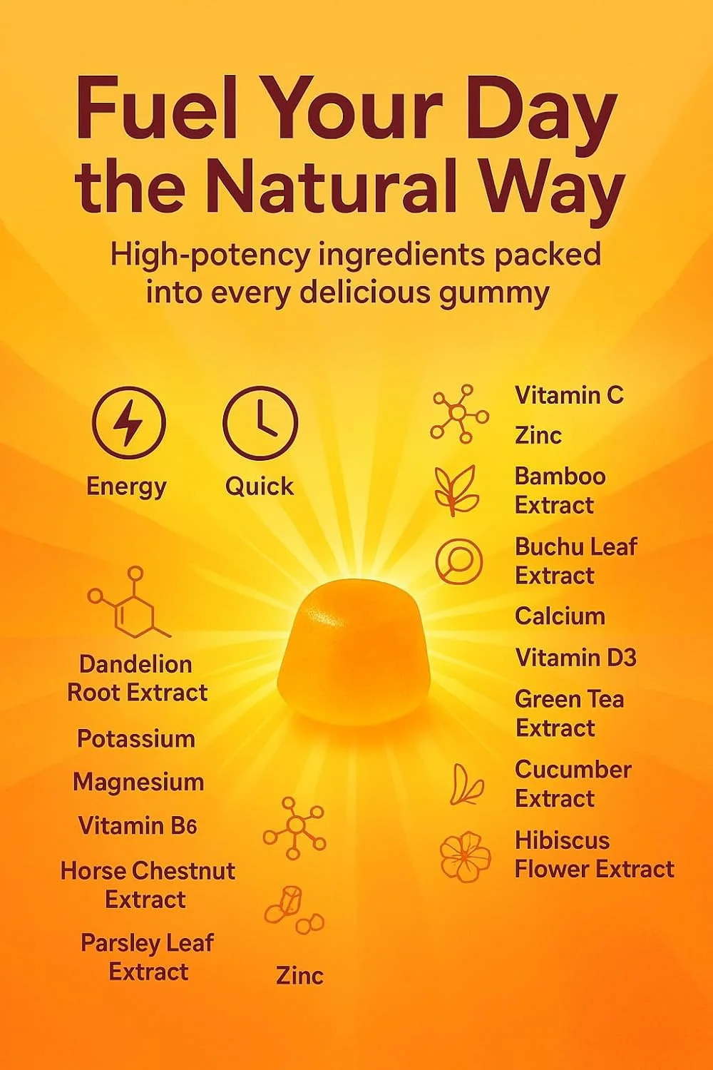 پاستیل های ادرارآور برای احتباس آب و رفع نفخ و تورم - سم زدایی و پشتیبانی از هضم با ریشه قاصدک، پتاسیم، منیزیم، ویتامین B6، شاه بلوط اسبی، برگ جعفری و موارد دیگر