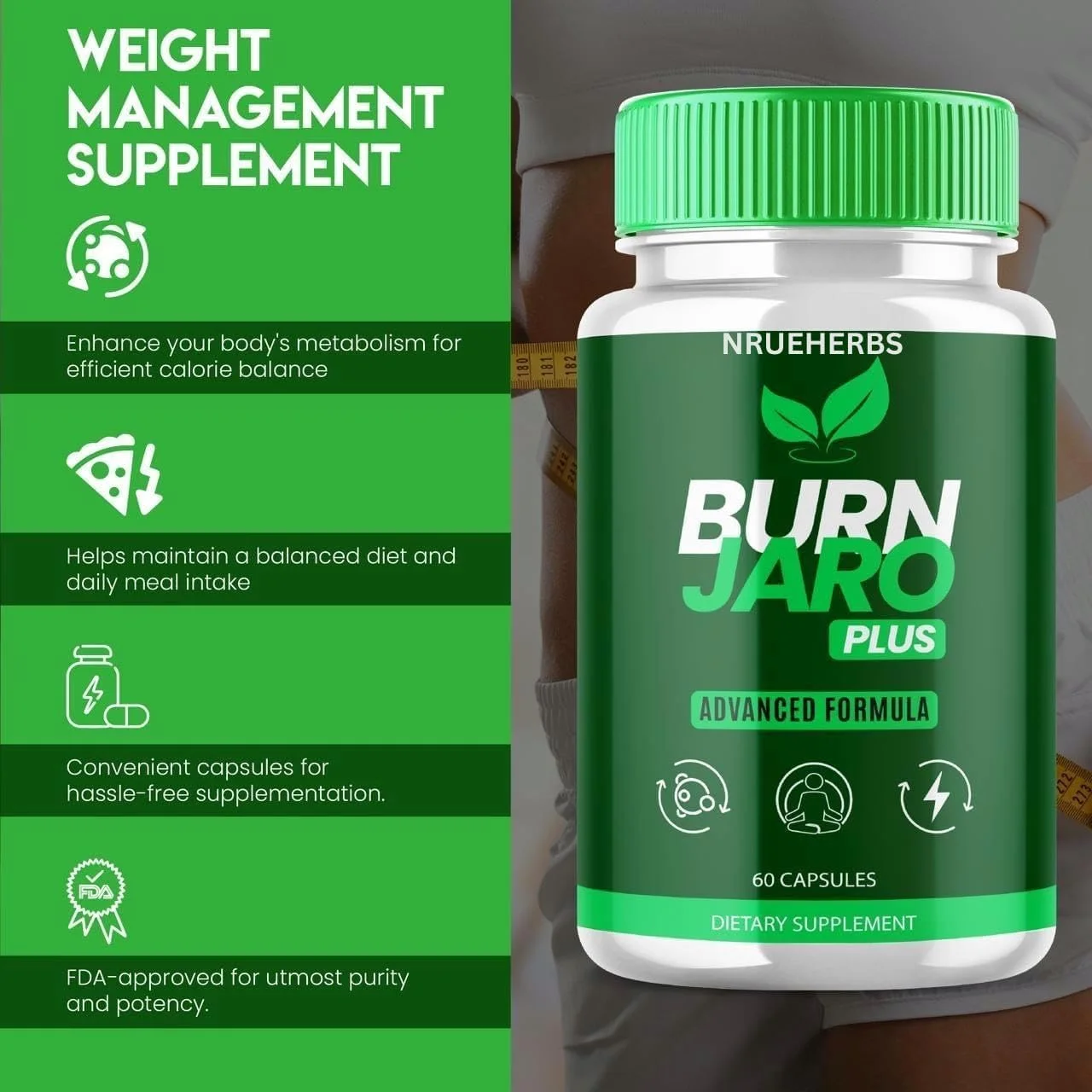 برن جارو پلاس، قرص برن جارو، کپسول نمک صورتی برن جارو، مکمل رسمی حداکثر قدرت، فرمول پیشرفته بنجارو (60 عدد)