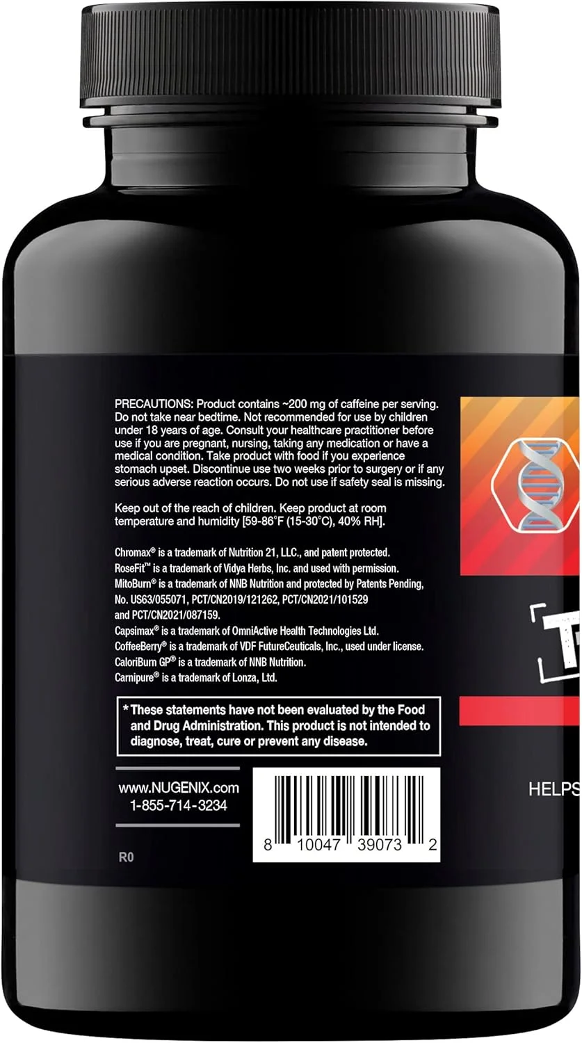 نوجنیکس ترمو-ایکس: مکمل چربی سوز ترموژنیک برای مردان، تسریع کننده شدید متابولیسم، 60 عدد