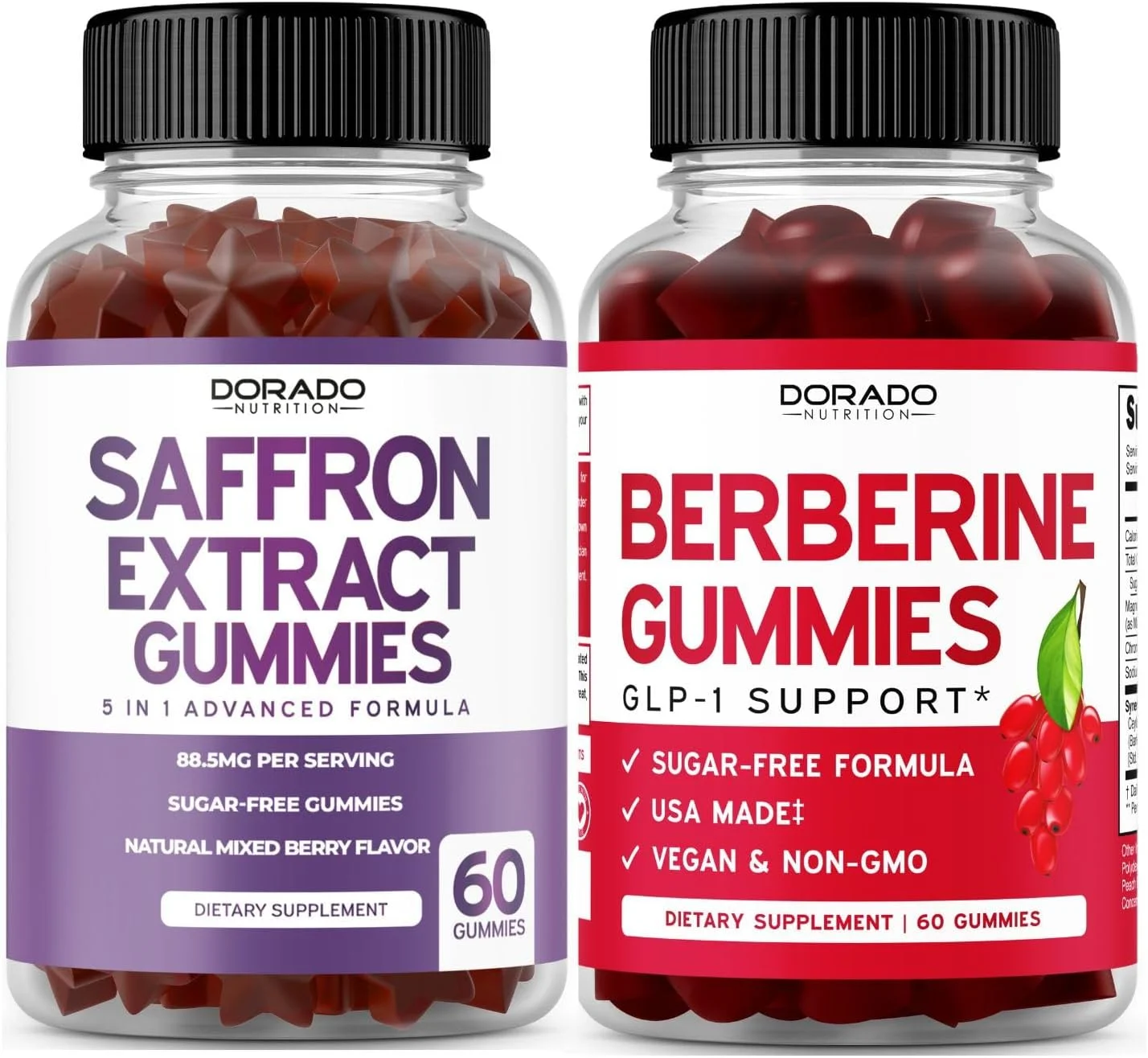 پاستیل های چربی سوز شبانه (60 عدد) - مکمل ملاتونین برای کاهش وزن و متابولیسم و دی هیدروبربرین (60 کپسول) گلوکوونتیج ثبت شده سوپر بربرین - تست شده توسط شخص ثالث، وگان و ساخت ایالات متحده آمریکا