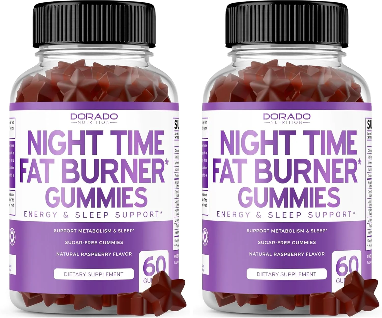 پاستیل های چربی سوز شبانه (60 عدد) کاهش وزن و متابولیسم - بدون شکر - پاستیل های مکمل ملاتونین با طعم تمشک لذیذ - مناسب گیاهخواران - تست شده توسط شخص ثالث - ساخت آمریکا (بسته 2 عددی)