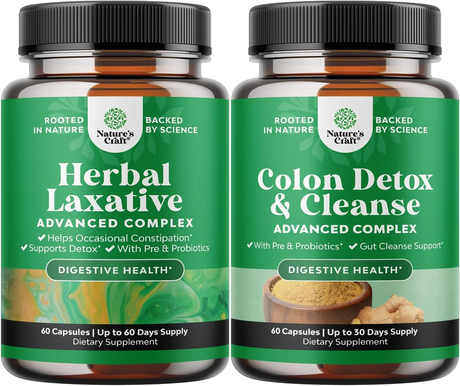 مجموعه کپسول های ملین گیاهی با پروبیوتیک و پاک کننده و سم زدای روده - سیستم پشتیبانی گوارشی سم زدای طبیعی روده - مکمل پروبیوتیک لاکتوباسیلوس اسیدوفیلوس برای پاکسازی بدن