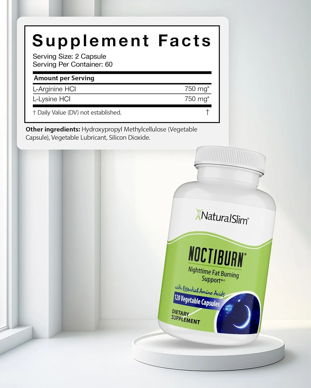 مکمل پشتیبانی اسید آمینه و سلامتی شبانه نچرال اسلیم نوکتی برن - 120 کپسول گیاهی