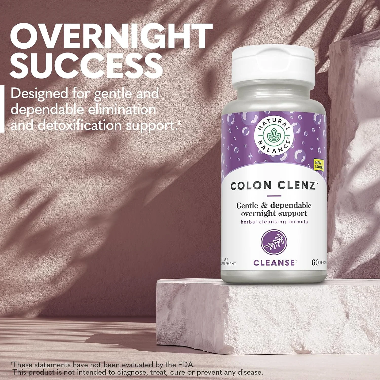 پاک کننده روده نچرال بالانس | پاکسازی گیاهی روده، سم زدایی و مکمل سلامت دستگاه گوارش - فرمول ملایم و قابل اعتماد شبانه - (60 سروینگ، 60 کپسول گیاهی)