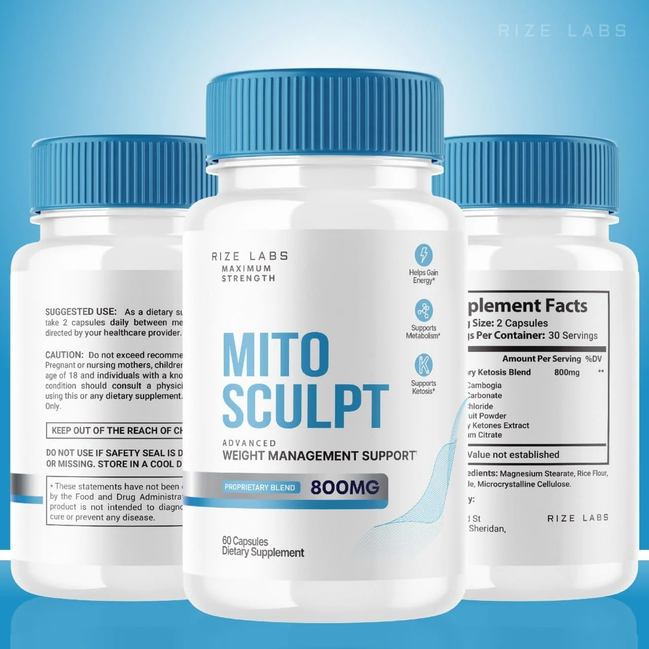 کپسول های کاهش وزن MitoSculpt Labs Rize - اندام ایده آل خود را با کپسول های پیشرفته MitoSculpt بسازید، مکمل برای تبدیل چربی ذخیره شده بسیج شده به سوخت (60 کپسول)
