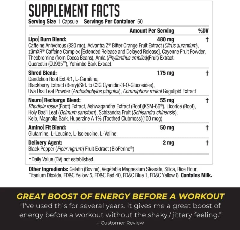 NDS Nutrition XT - ترموژنیک فوق العاده غلیظ با ال-کارنیتین و تی‌کرین برای کاهش چربی - پشتیبانی از حداکثر انرژی، تمرکز، کالری سوزی، ادرار آور، کنترل اشتها (60 کپسول)