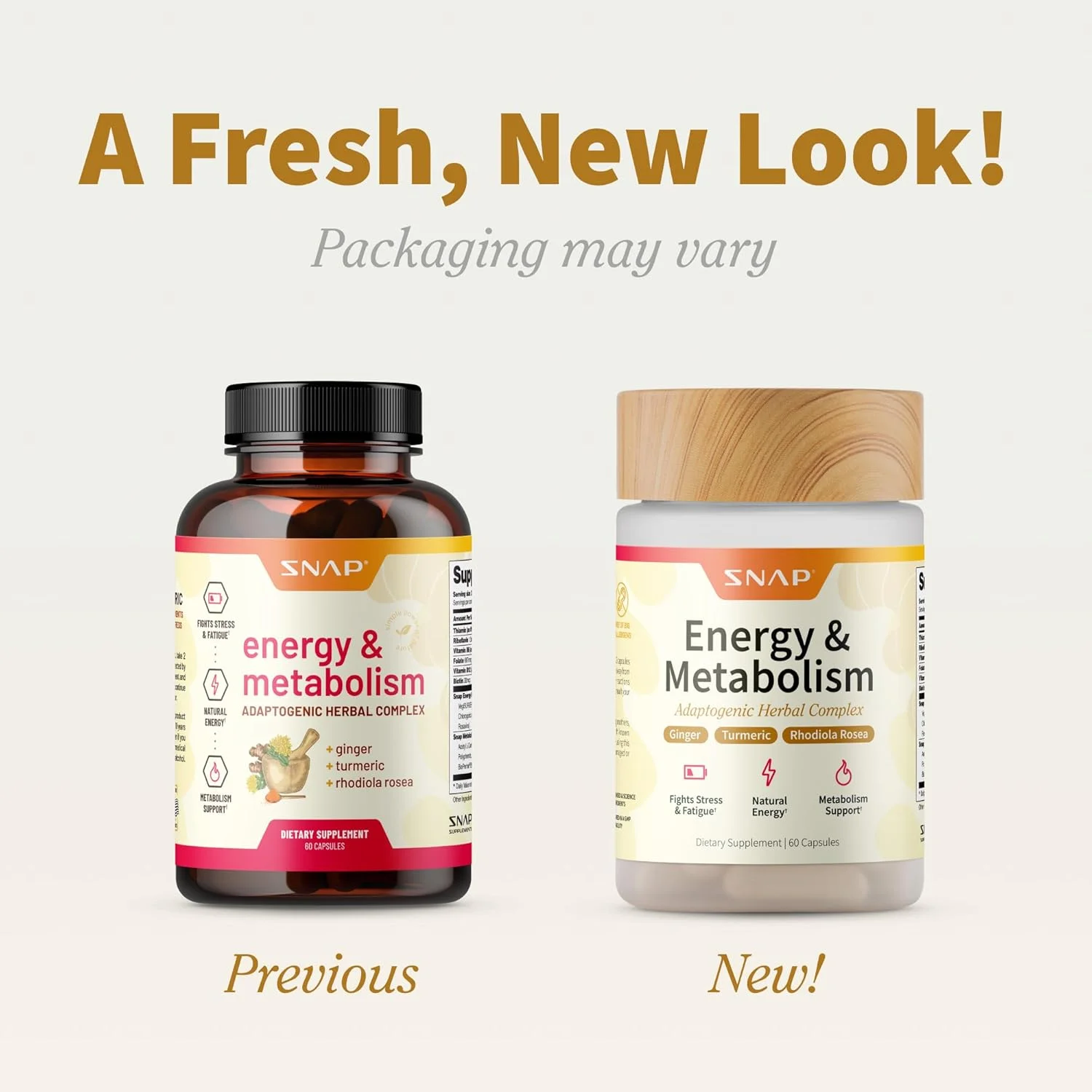 کمپلکس گیاهی انرژی و متابولیسم اسنپ ساپلمنتس برای خستگی، کاهش استرس، افزایش انرژی و بهبود خلق و خو، قرص انرژی برای زنان و مردان، 60 کپسول (30 سروینگ، تامین یک ماهه)