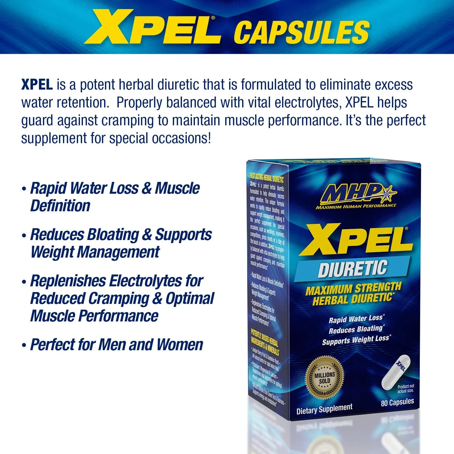 کپسول های دیورتیک MHP Xpel با قدرت حداکثری، 80 عدد (بسته 2 عددی) (بسته بندی ممکن است متفاوت باشد)