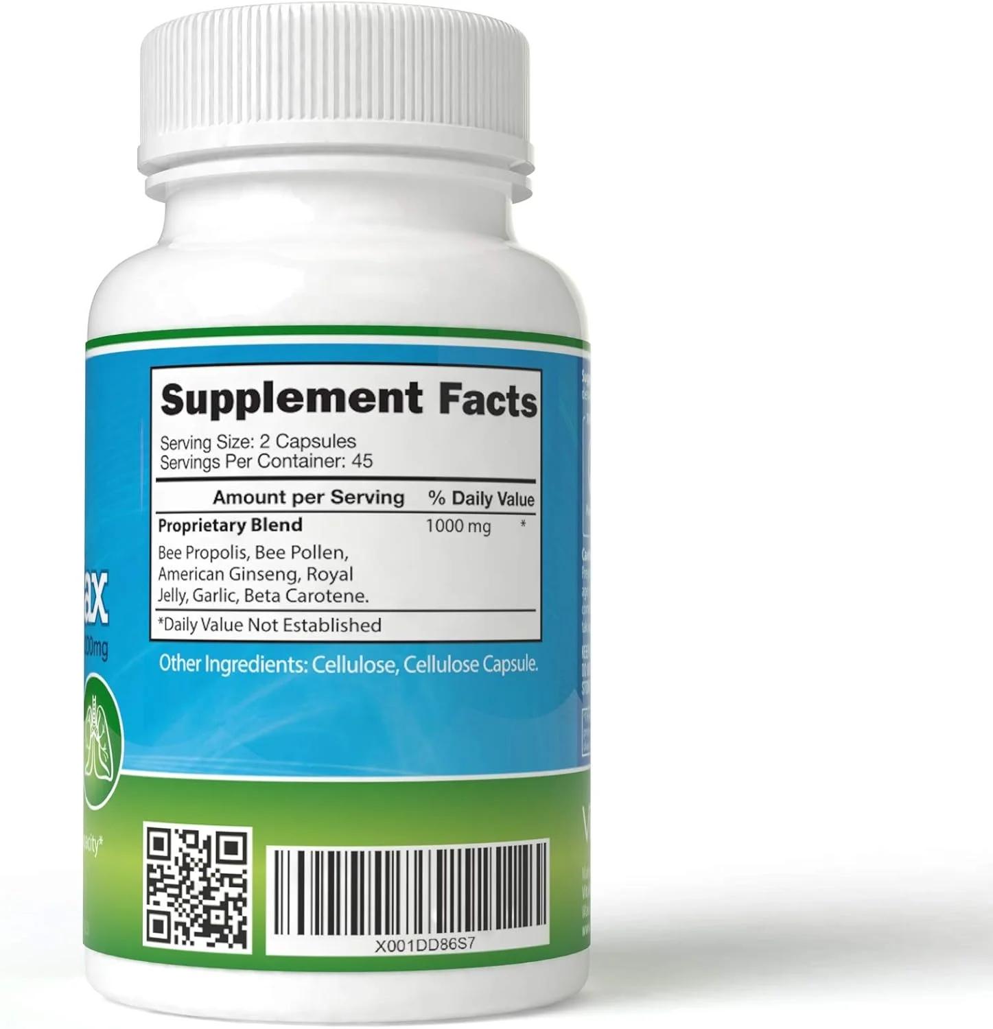 حداکثر مراقبت از ریه، فرمول آنتی اکسیدانی ویژه با جینسینگ آمریکایی، بره موم زنبور عسل و شاه انگبین (90 کپسول)