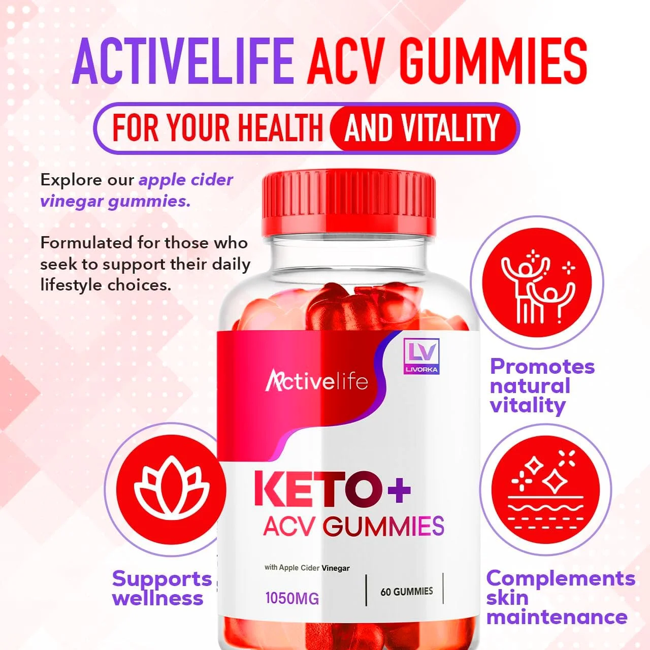 (بسته 3 عددی) پاستیل های سرکه سیب ActivLife Keto ACV برای کاهش وزن پیشرفته، ActivLife Keto، پاستیل های Activ Life Keto ACV، پاستیل های Keto ACV ActivLife، پاستیل های Activ Life Keto Support، پاستیل ActivLife Keto + ACV