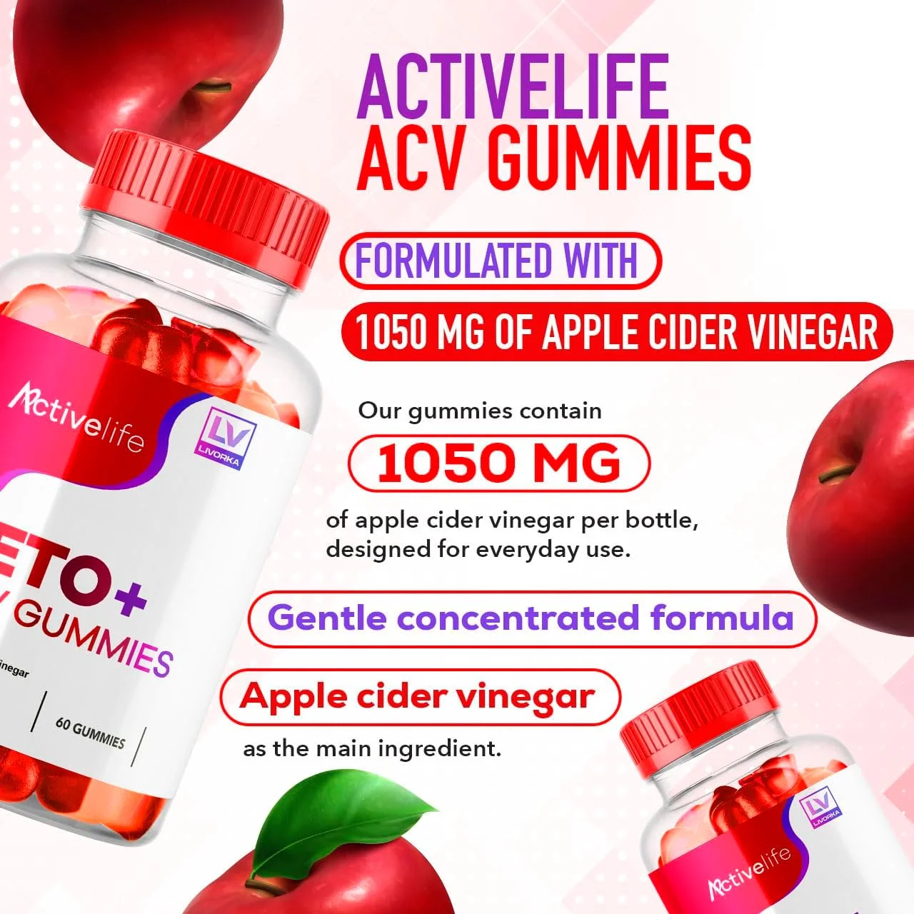 (بسته 3 عددی) پاستیل های سرکه سیب ActivLife Keto ACV برای کاهش وزن پیشرفته، ActivLife Keto، پاستیل های Activ Life Keto ACV، پاستیل های Keto ACV ActivLife، پاستیل های Activ Life Keto Support، پاستیل ActivLife Keto + ACV
