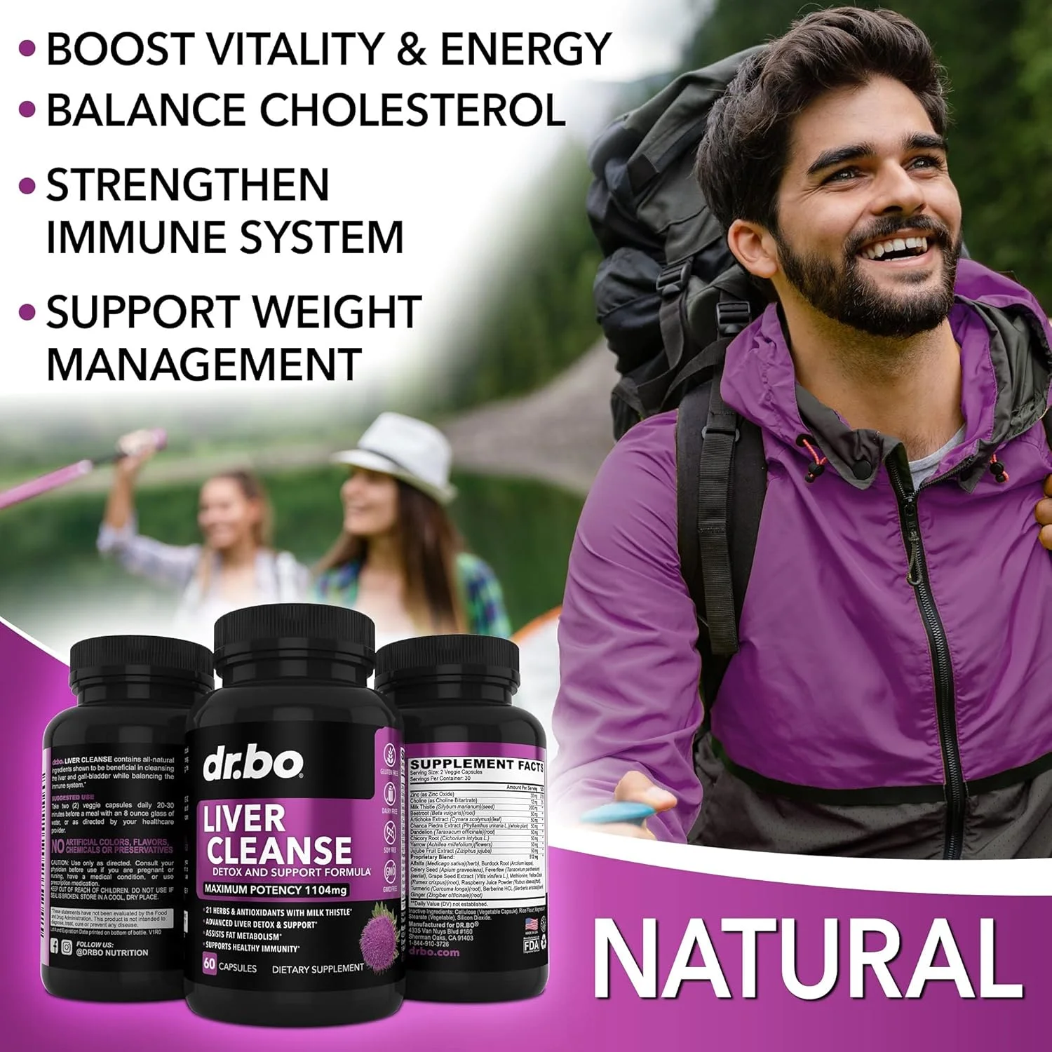 کپسول و قطره پشتیبانی سم زدایی و پاکسازی کبد - مکمل پشتیبانی کبد ارگانیک حاوی خار مریم، قاصدک، عصاره چانکا پیادرا، برگ کنگر فرنگی - فرمول سلامت حاوی قطره های گیاهی ویتا 2oz