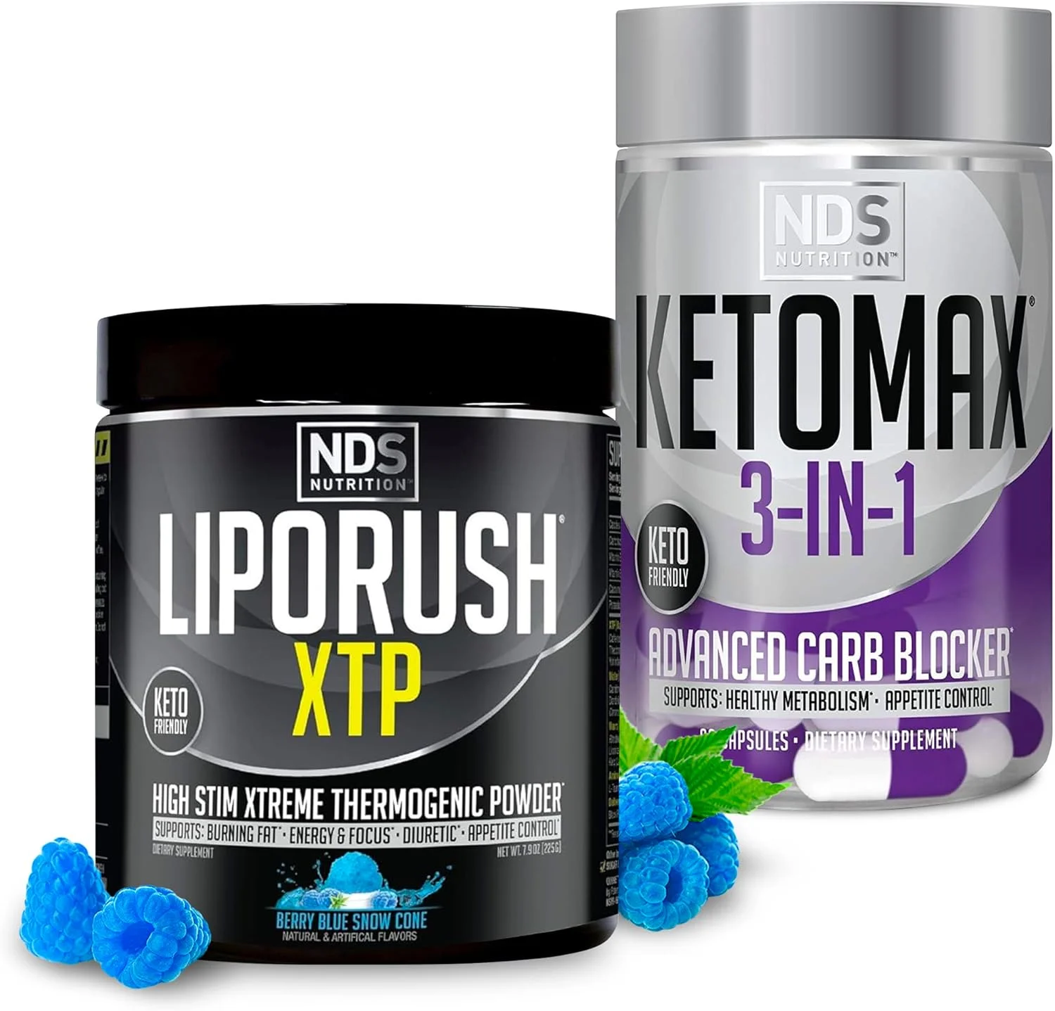 NDS Nutrition XTP ترموژنیک با طعم بلوبری اسنو کن (45 سروینگ) و قرص های پیشرفته 3 در 1 Keto-Max، مسدود کننده کربوهیدرات و کاهش دهنده اشتها (90 کپسول) NDS Nutrition XTP ترموژنیک با طعم بلوبری اسنو کن (45 سروینگ) و قرص های پیشرفته 3 در 1 Keto-Max، مسدود کننده کربوهیدرات و کاهش دهنده اشتها (90 کپسول)
