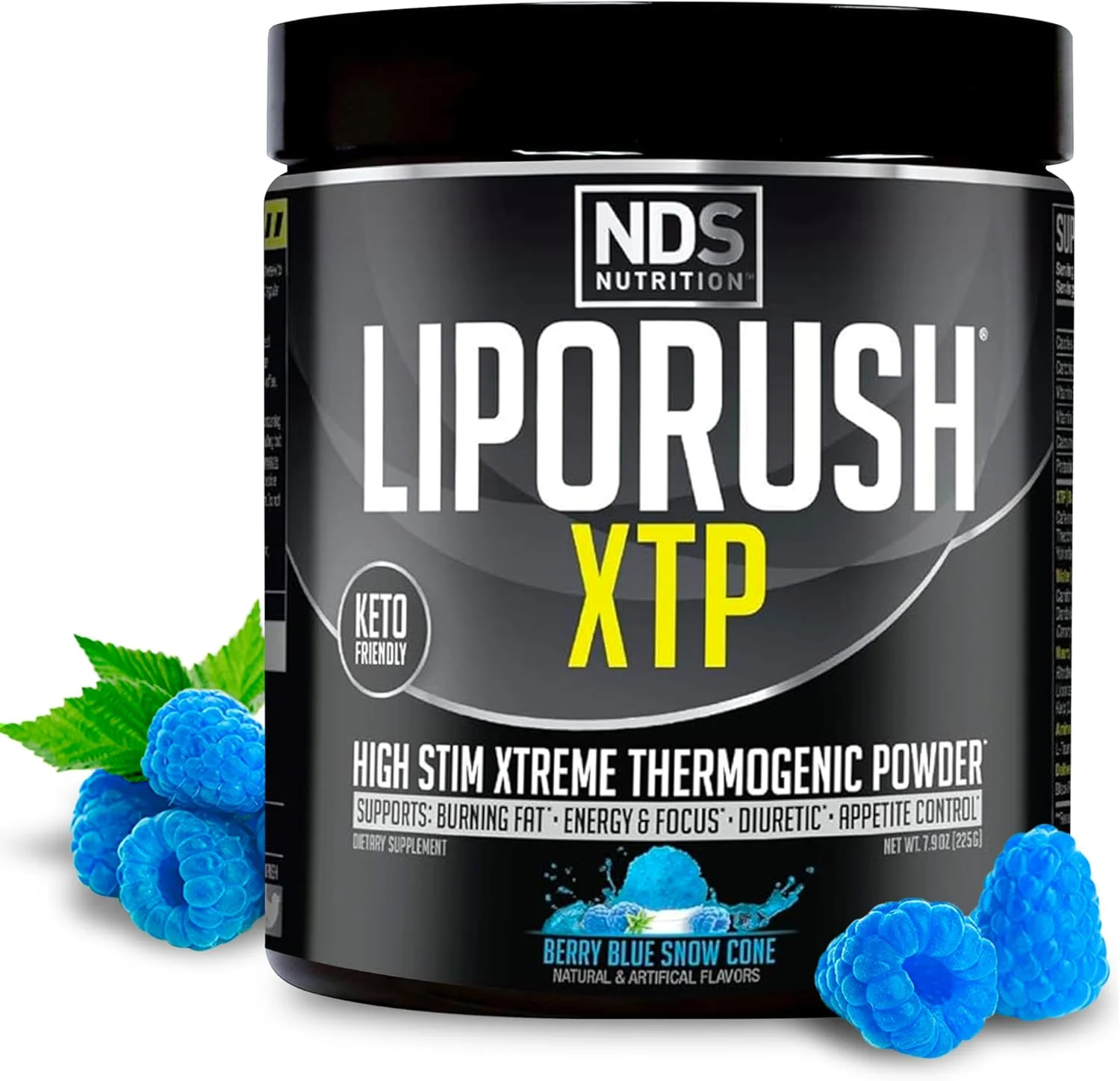 NDS Nutrition XTP ترموژنیک با طعم بلوبری اسنو کن (45 سروینگ) و قرص های پیشرفته 3 در 1 Keto-Max، مسدود کننده کربوهیدرات و کاهش دهنده اشتها (90 کپسول)