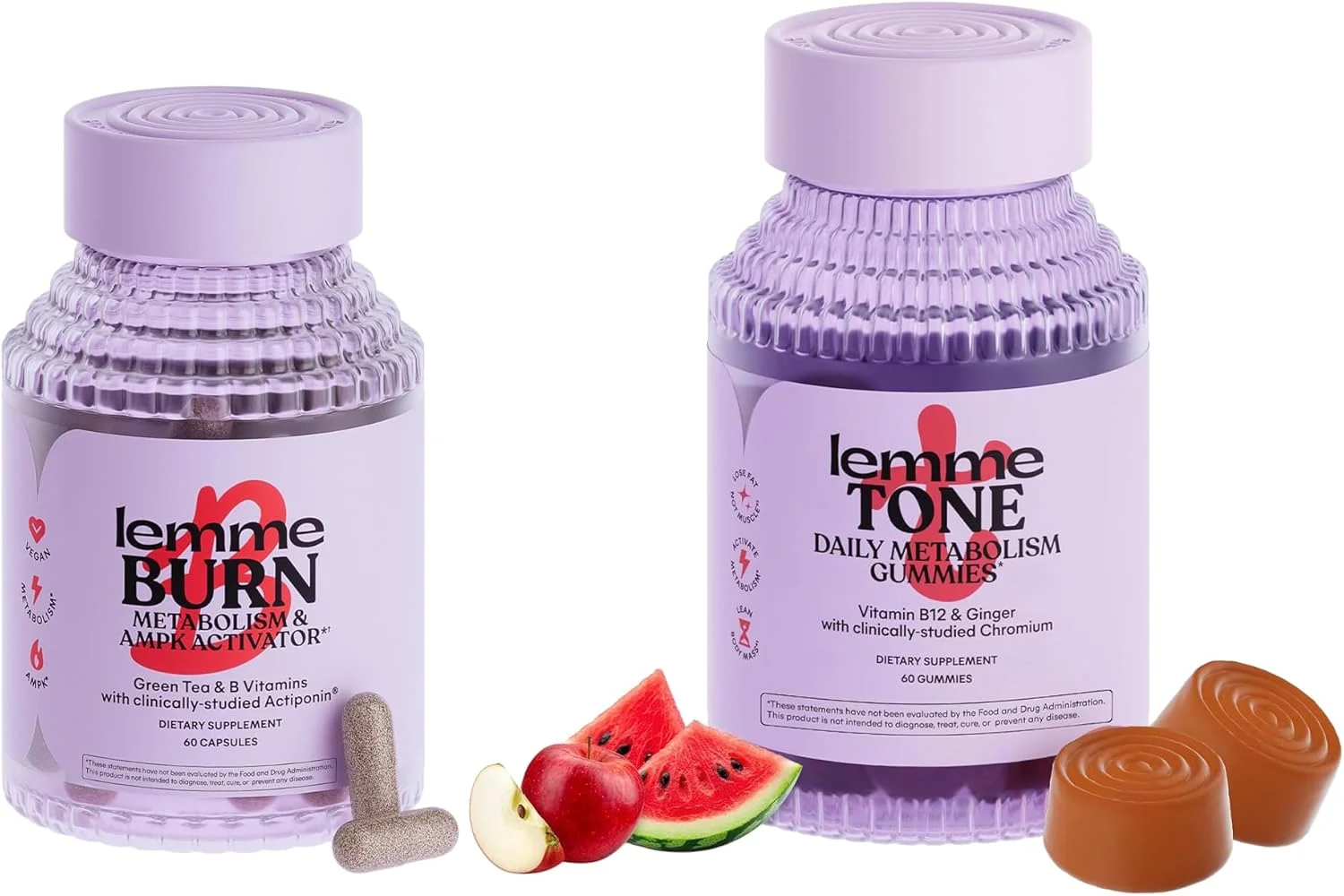 بسته روزانه فرم دهی اندام لم - کپسول های سوزاننده و پاستیل های تقویت کننده، ترویج توده عضلانی بدون چربی برای آقایان و بانوان (60 عدد از هر کدام)