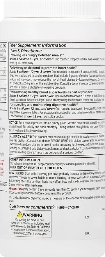 پودر مکمل پوسته اسفرزه لیدر، فیبر 4 در 1 برای سلامت دستگاه گوارش، فیبر روزانه پوسته اسفرزه 100% طبیعی گیاهی، بدون گلوتن، غیر تراریخته، 575 گرم (بسته 3 عددی)