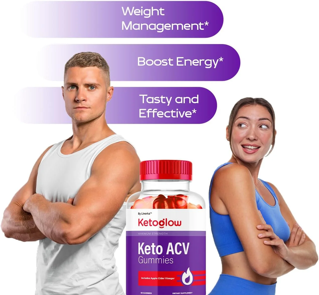 پاستیل های سرکه سیب KetoGlow، فرمول پیشرفته و طبیعی، 1050 میلی گرم، 60 پاستیل برای 1 ماه